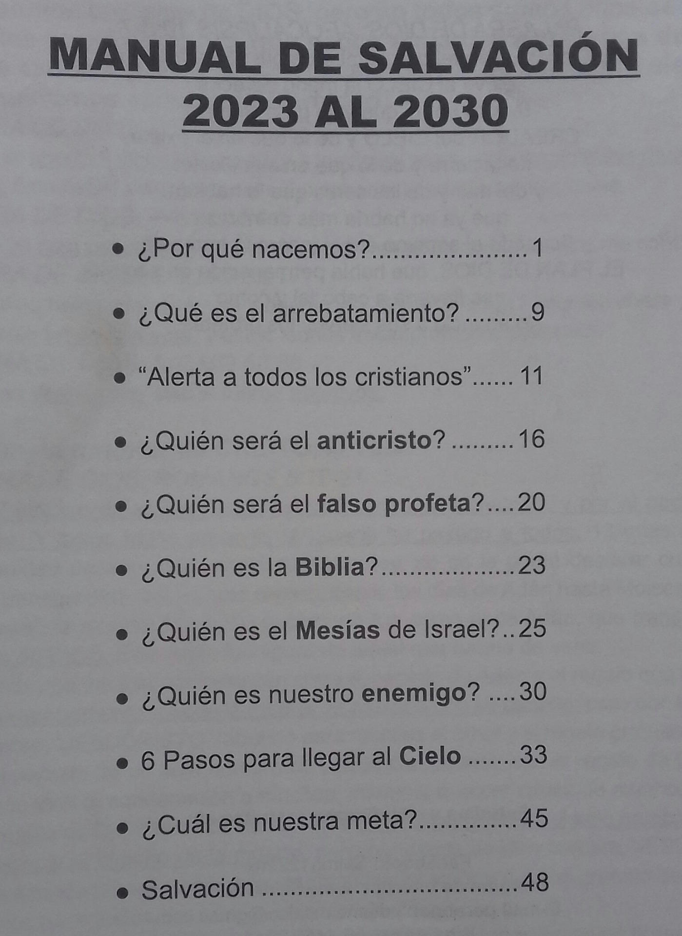 Nuestro Manual de Salvación.